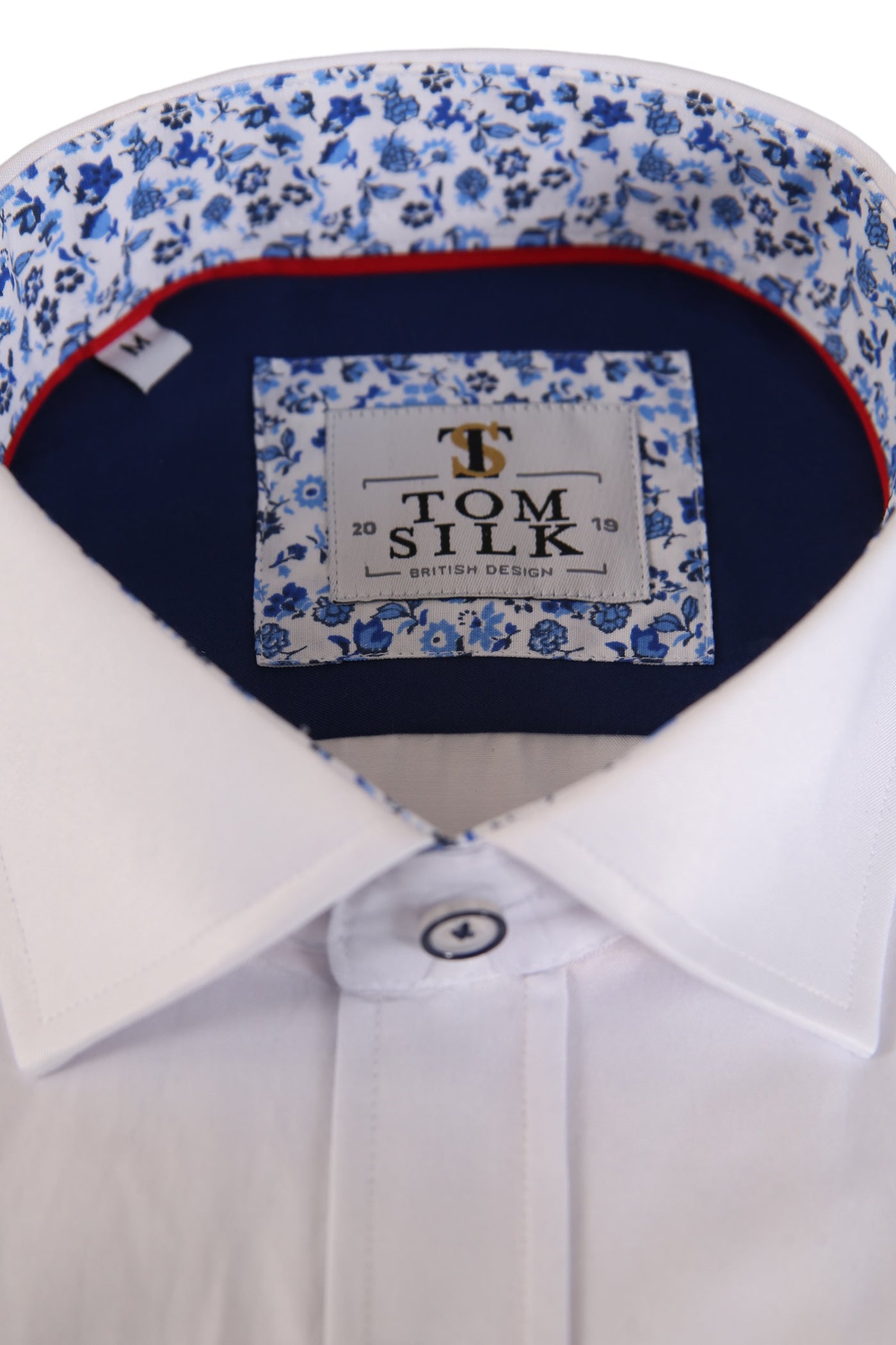 Tom Silk - White Contrast Button Long Sleeve Shirt