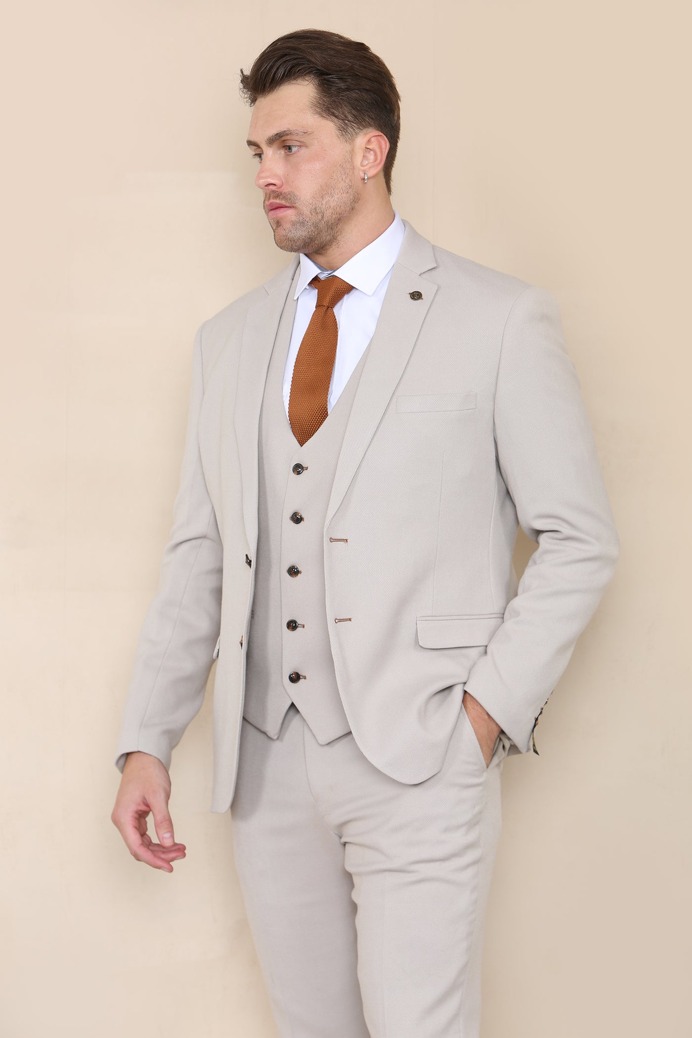 HM5 - Stone Tailored Three Piece Suit