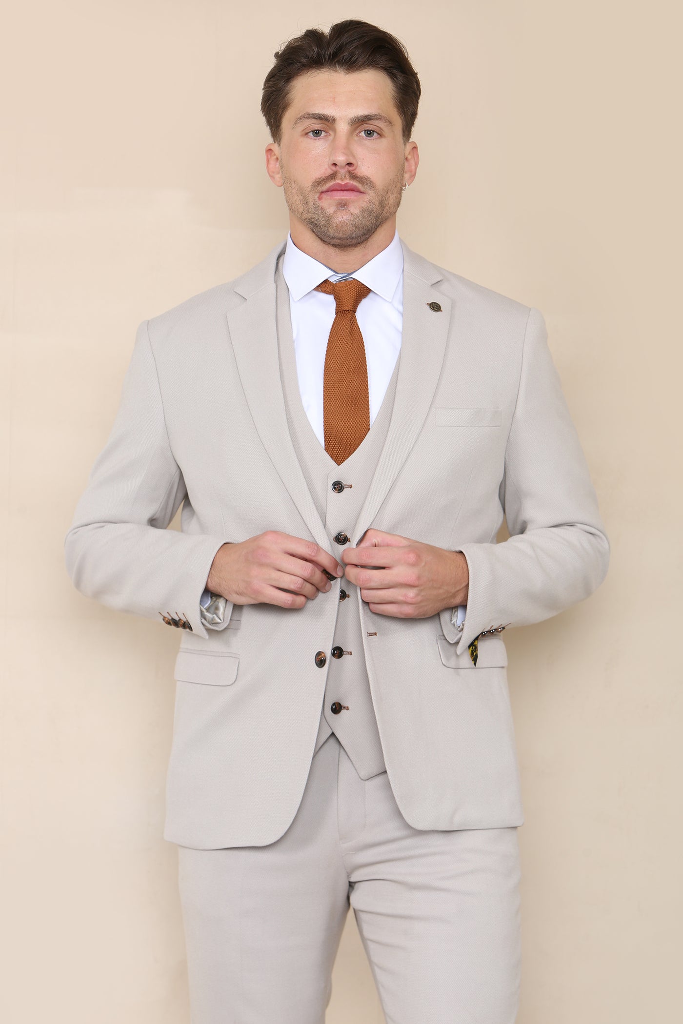 HM5 - Stone Tailored Three Piece Suit