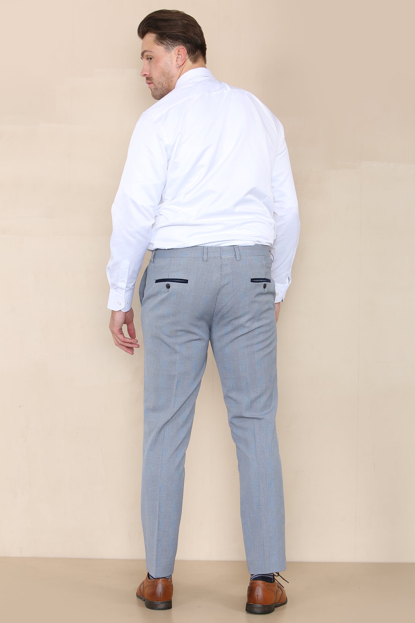 BROMLEY - Sky Check Trousers
