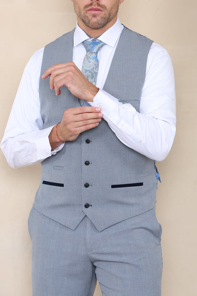 BROMLEY - Sky Check Waistcoat