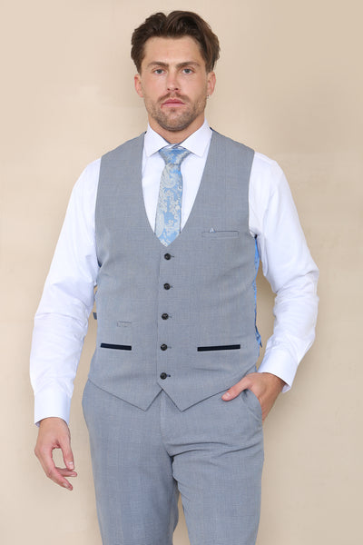 BROMLEY - Sky Check Waistcoat