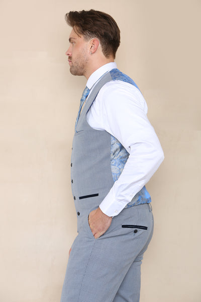 BROMLEY - Sky Check Waistcoat