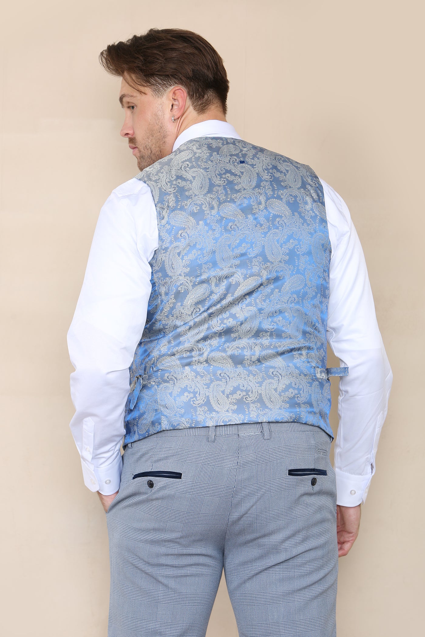 BROMLEY - Sky Check Waistcoat