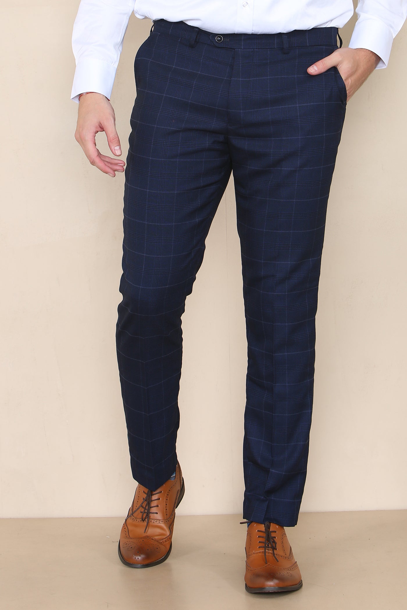 EDINSON - Navy Sky Check Three Piece Suit