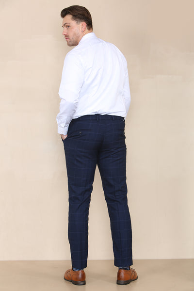 EDINSON - Navy Sky Check Three Piece Suit