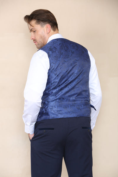 BROMLEY - Navy Check Waistcoat