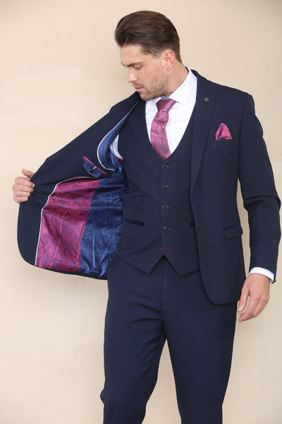 BROMLEY - Navy Check Three Piece Suit