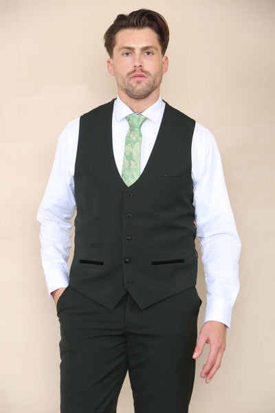 BROMLEY - Olive Check Three Piece Suit