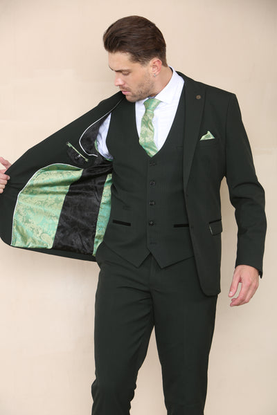 BROMLEY - Olive Check Three Piece Suit