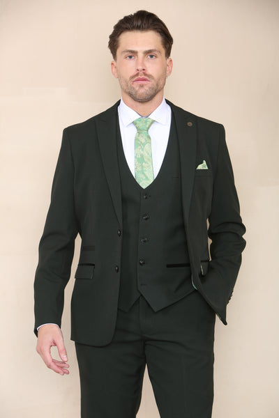 BROMLEY - Olive Check Three Piece Suit