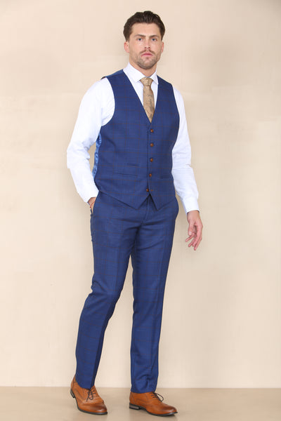 Paul Andrew Alex- Blue Check Waistcoat