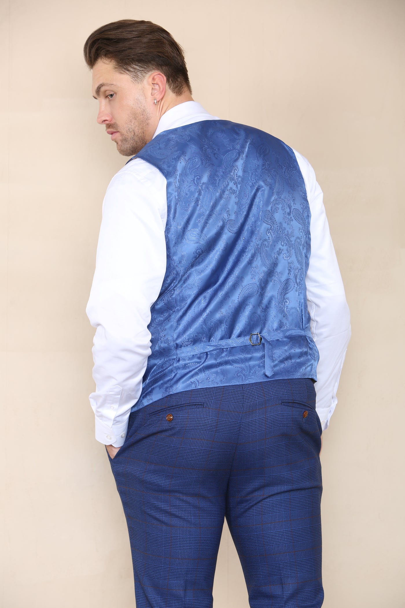 Paul Andrew Alex- Blue Check Waistcoat