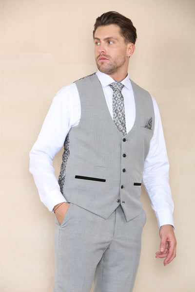 BROMLEY - Grey Check Three Piece Suit