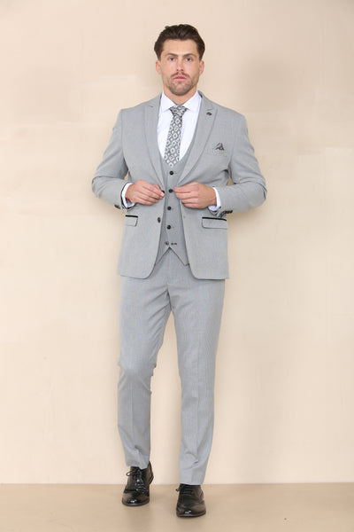 BROMLEY - Grey Check Three Piece Suit