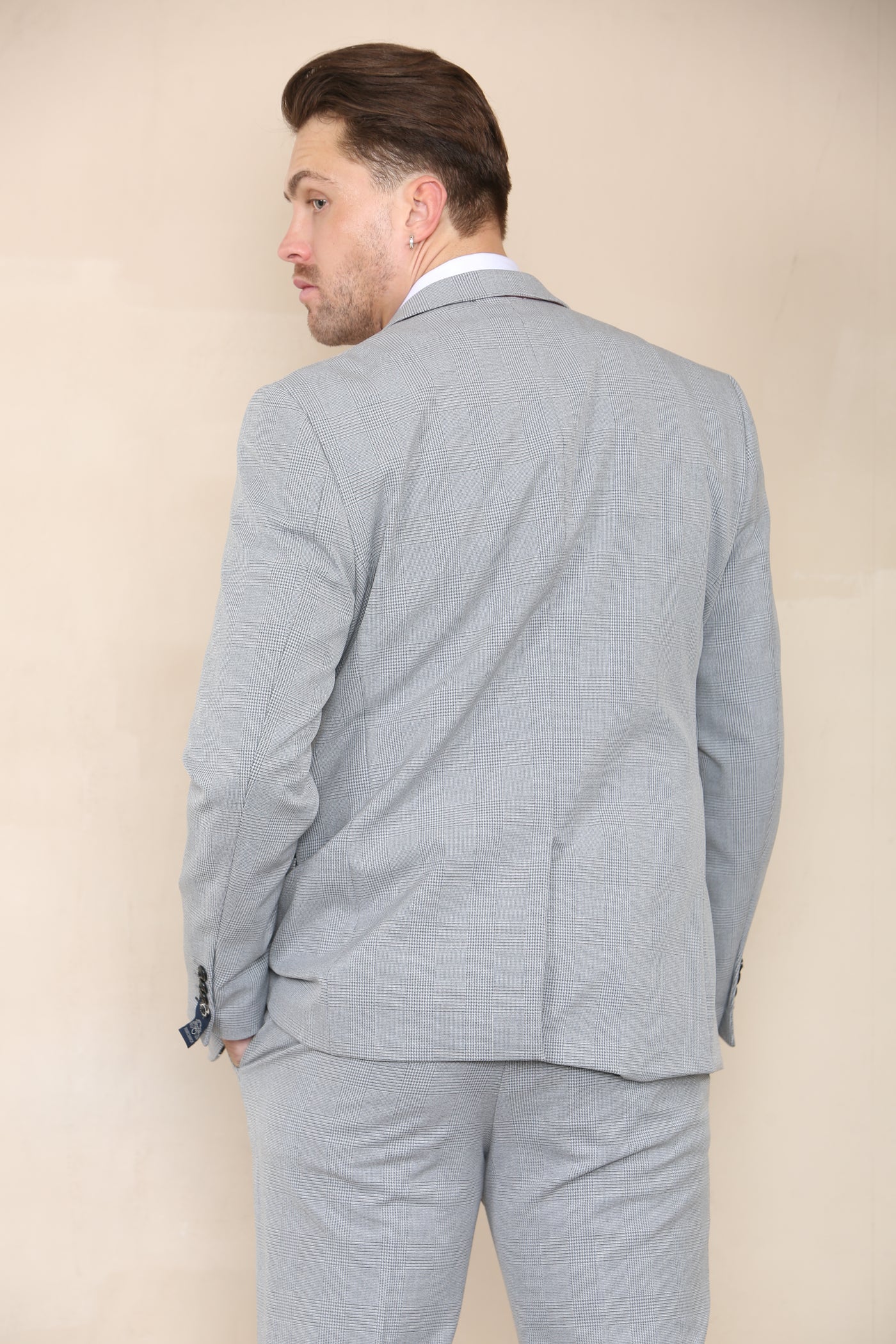 BROMLEY - Grey Check Three Piece Suit