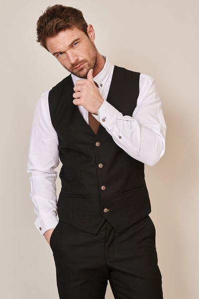 MAX - Black Single Breasted Waistcoat