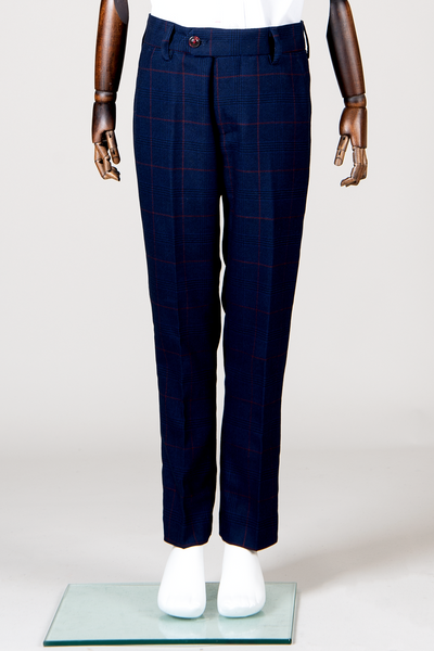 EDINSON - Children's Navy Wine Check Print Three Piece Suit