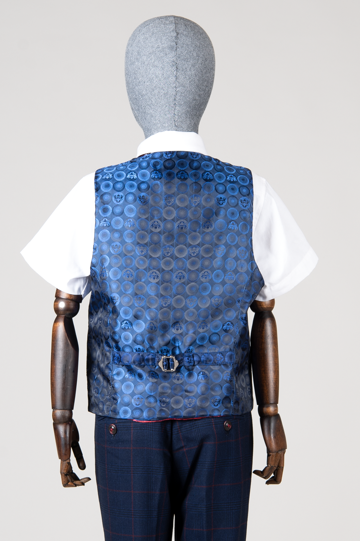EDINSON - Children's Navy Wine Check Print Three Piece Suit