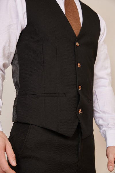 MAX - Black Single Breasted Waistcoat