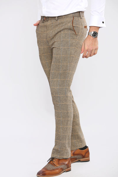 DX7 - Tan Tweed Check Trousers