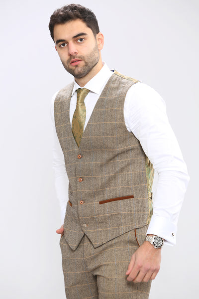 TED - Tan Tweed Check Waistcoat