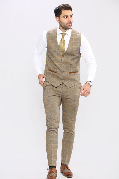 TED - Tan Tweed Check Waistcoat