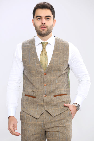 TED - Tan Tweed Check Waistcoat