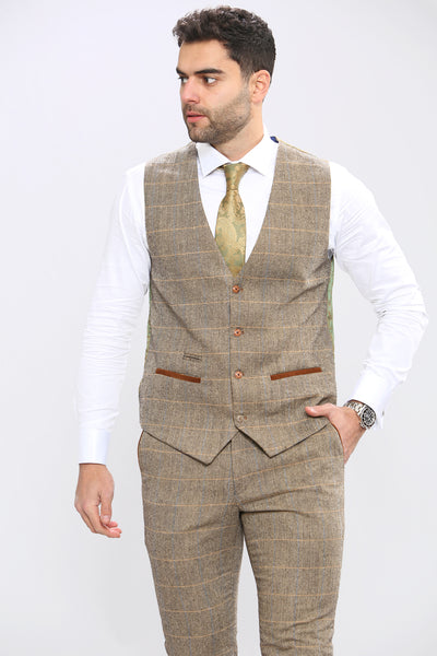 TED - Tan Tweed Check Waistcoat