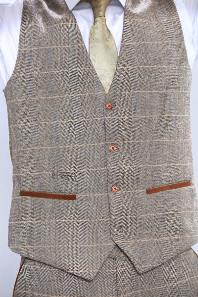 TED - Tan Tweed Check Waistcoat