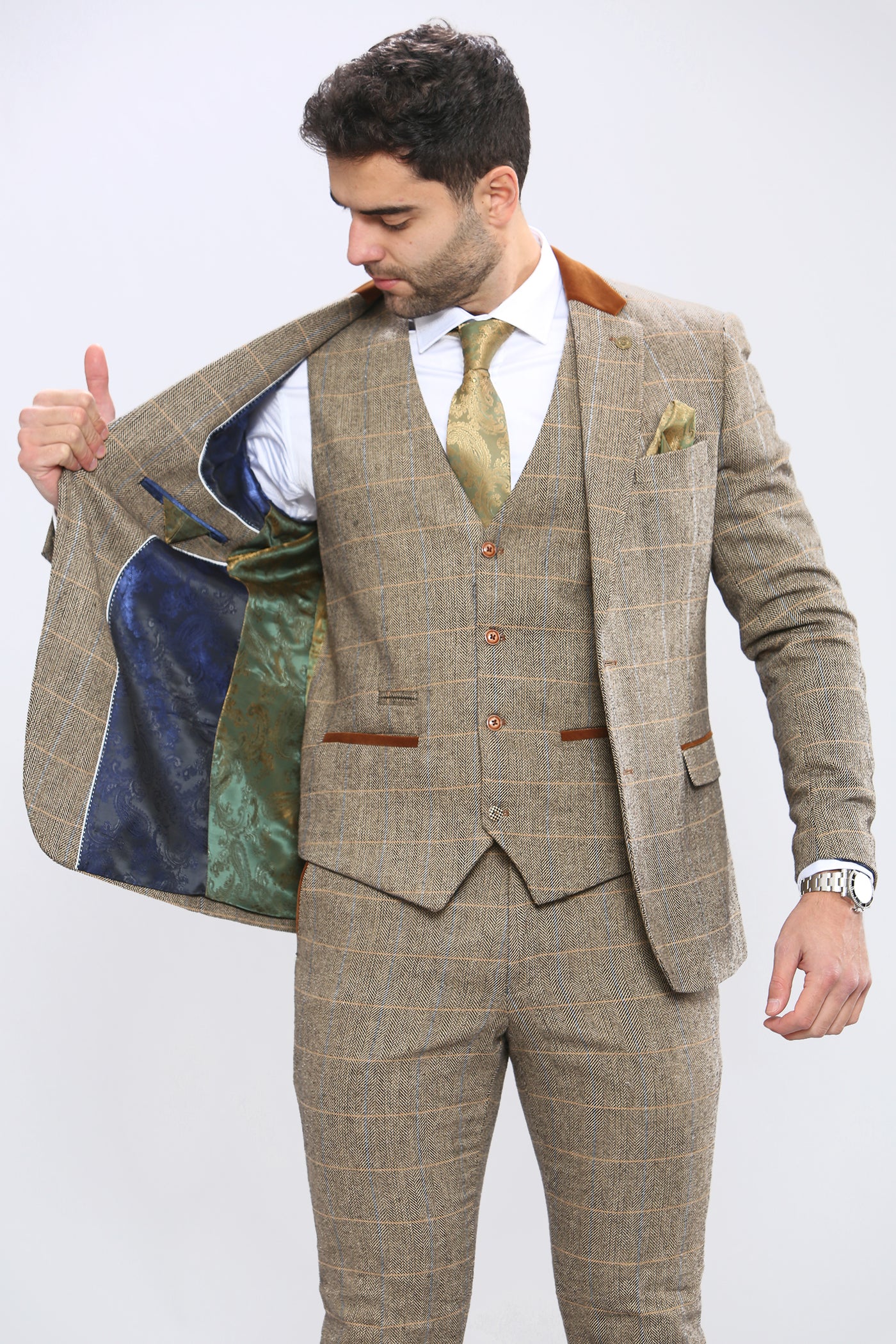 DX7 - Tan Tweed Check Blazer