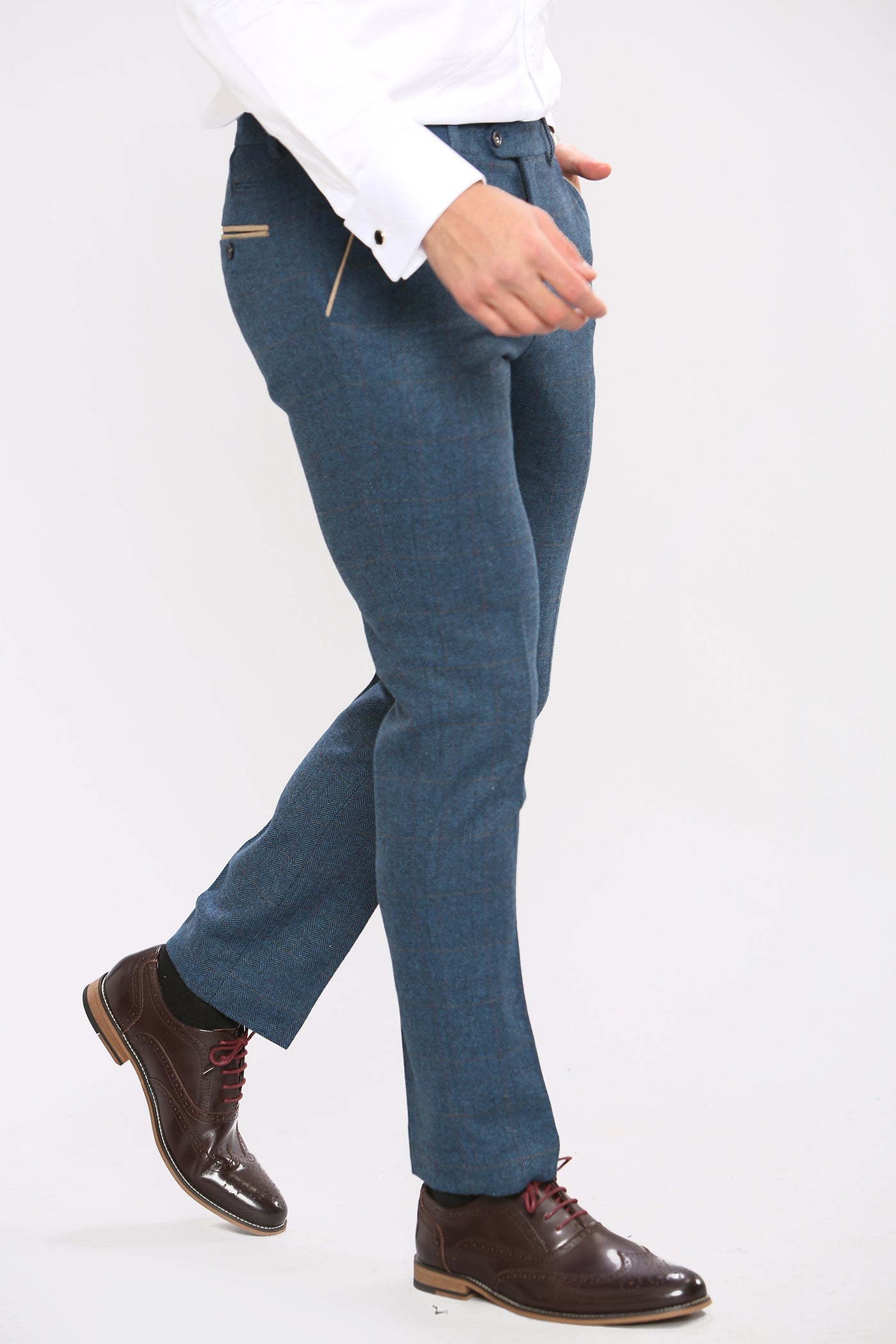 DION - Blue Tweed Check Trousers