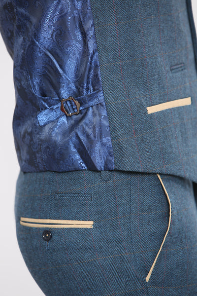 DION - Blue Tweed Check Waistcoat