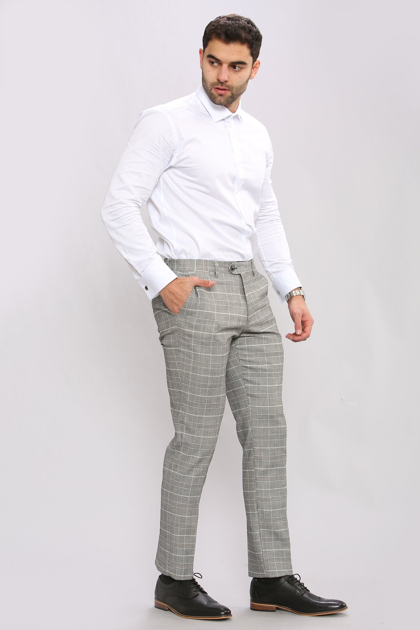ROSS - Grey Check Three Piece Suit