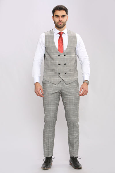 ROSS - Grey Check Three Piece Suit