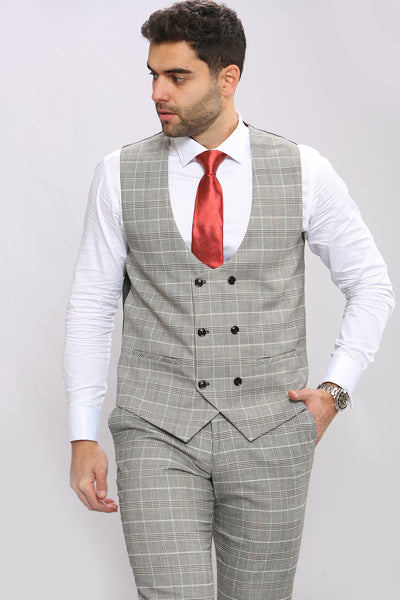 ROSS - Grey Check Three Piece Suit