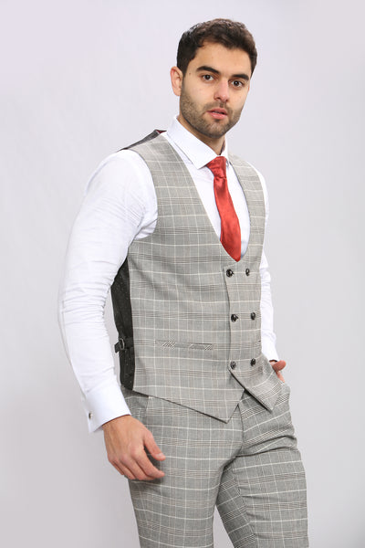 ROSS - Grey Check Three Piece Suit