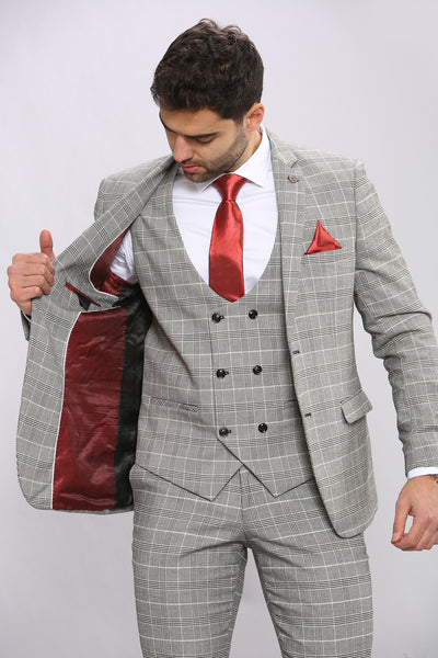 ROSS - Grey Check Three Piece Suit