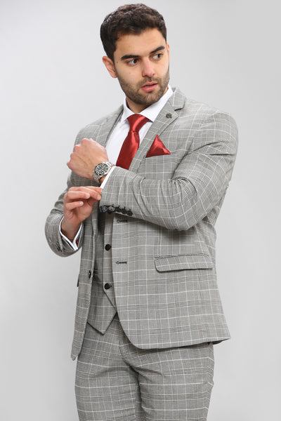 ROSS - Grey Check Three Piece Suit