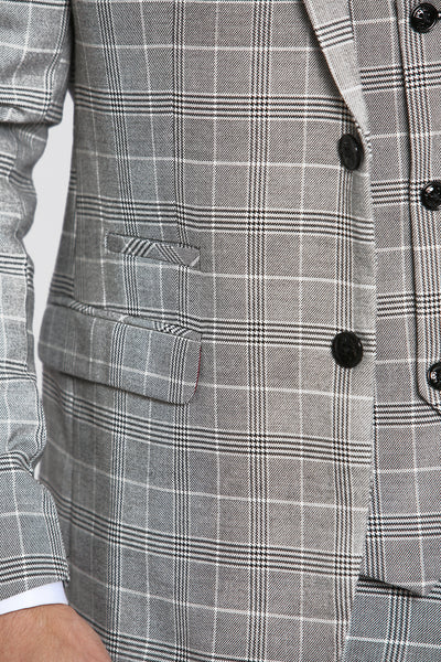 ROSS - Grey Check Three Piece Suit