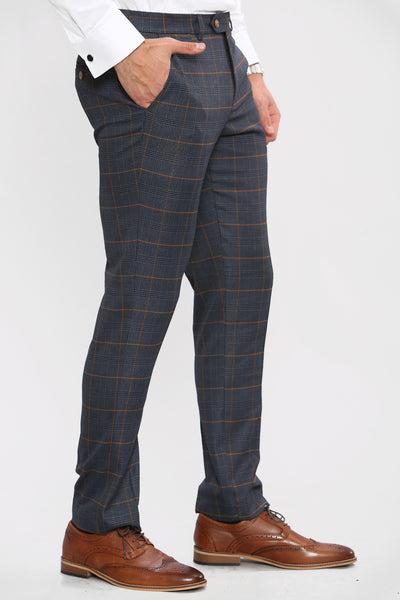 JENSON - Marine Navy Check Trousers