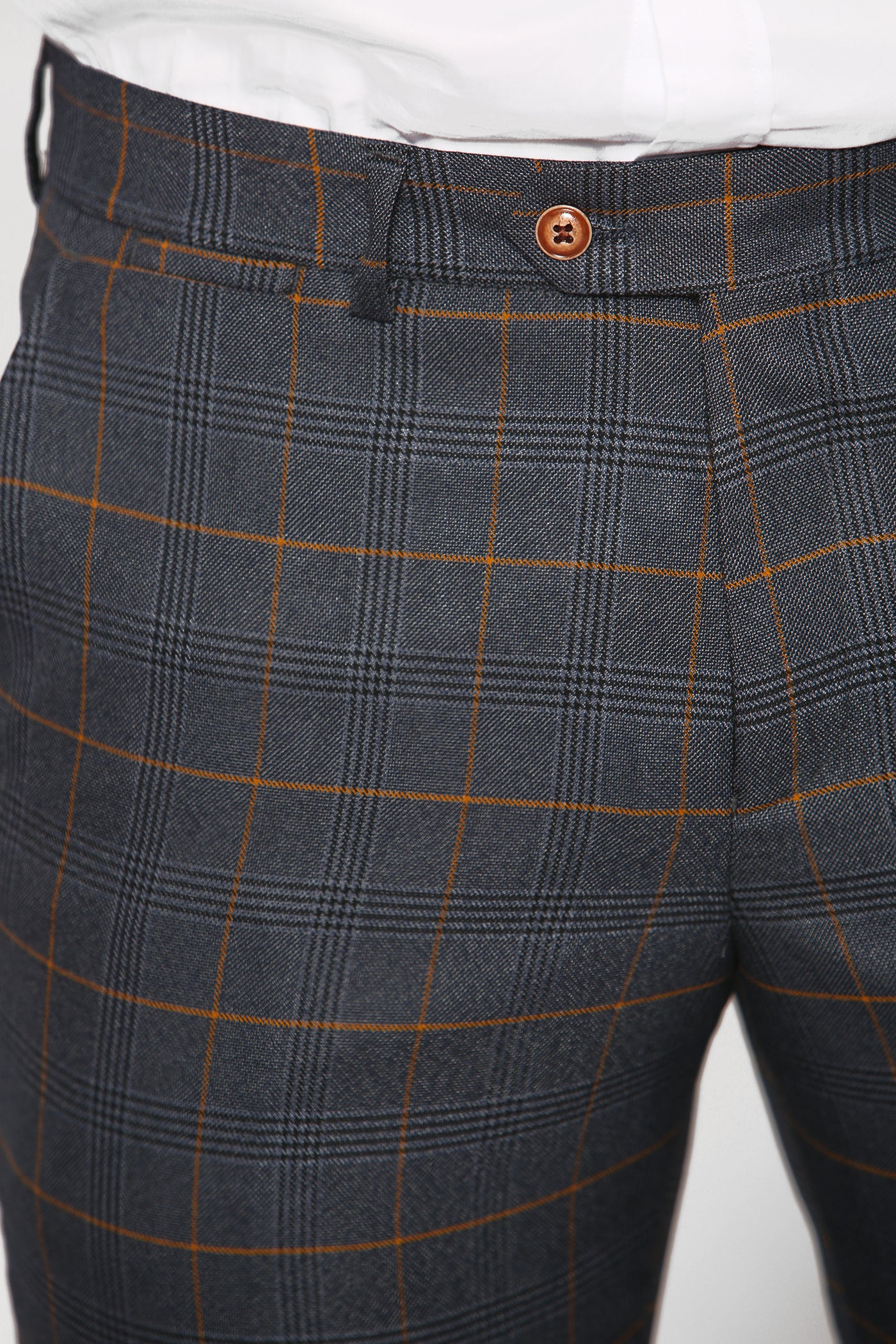 JENSON - Marine Navy Check Trousers