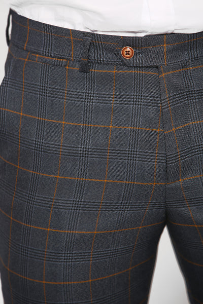 JENSON - Marine Navy Check Trousers