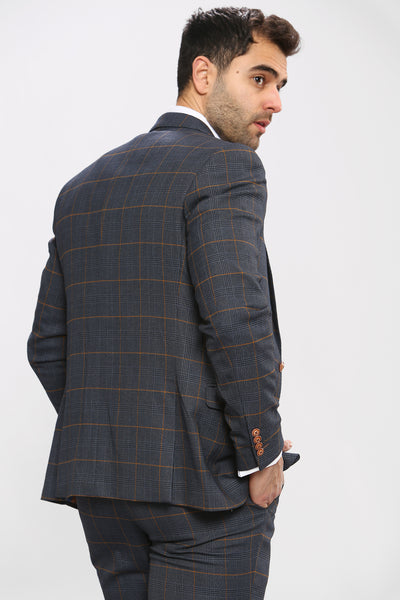 JENSON - Marine Navy Check Blazer