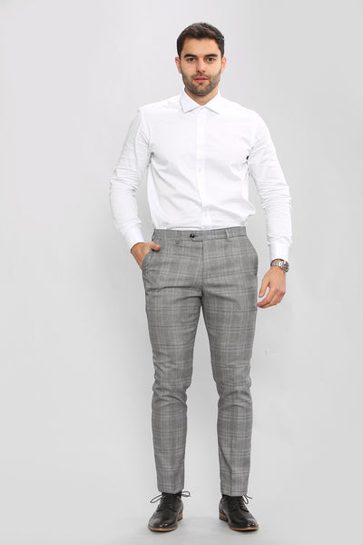 JERRY - Grey Check Trousers