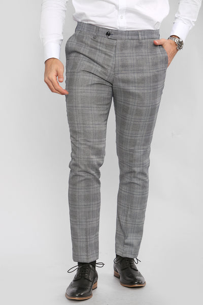 JERRY - Grey Check Trousers