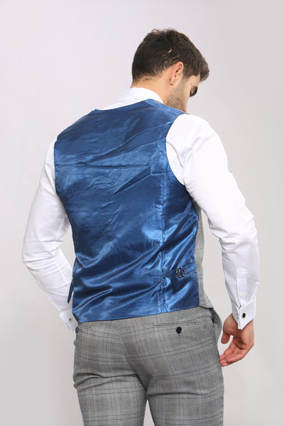 JERRY - Grey Check Single Breasted Waistcoat