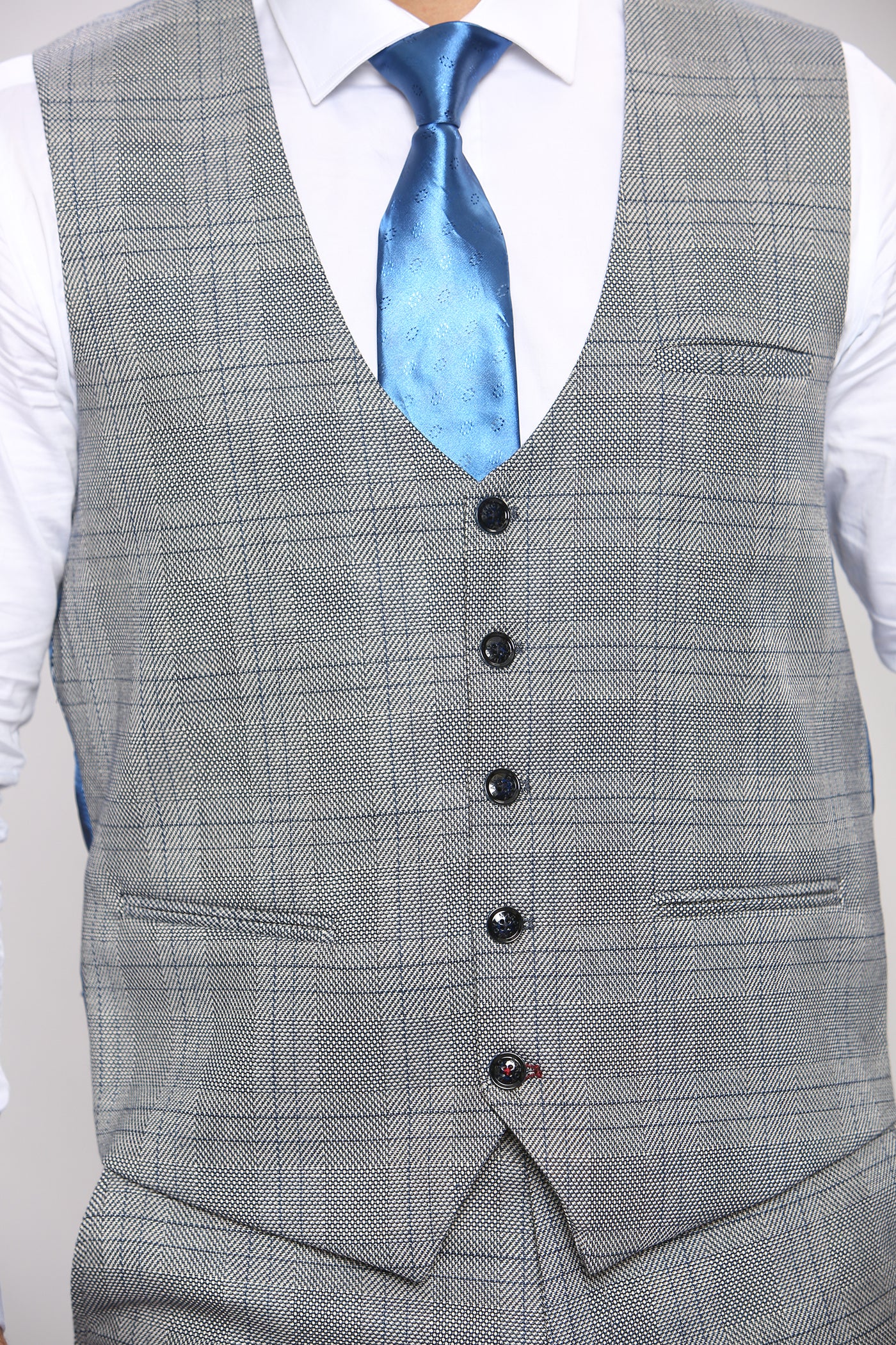 JERRY - Grey Check Single Breasted Waistcoat