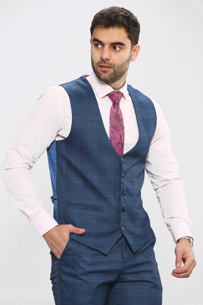 JERRY - Blue Check Three Piece Suit