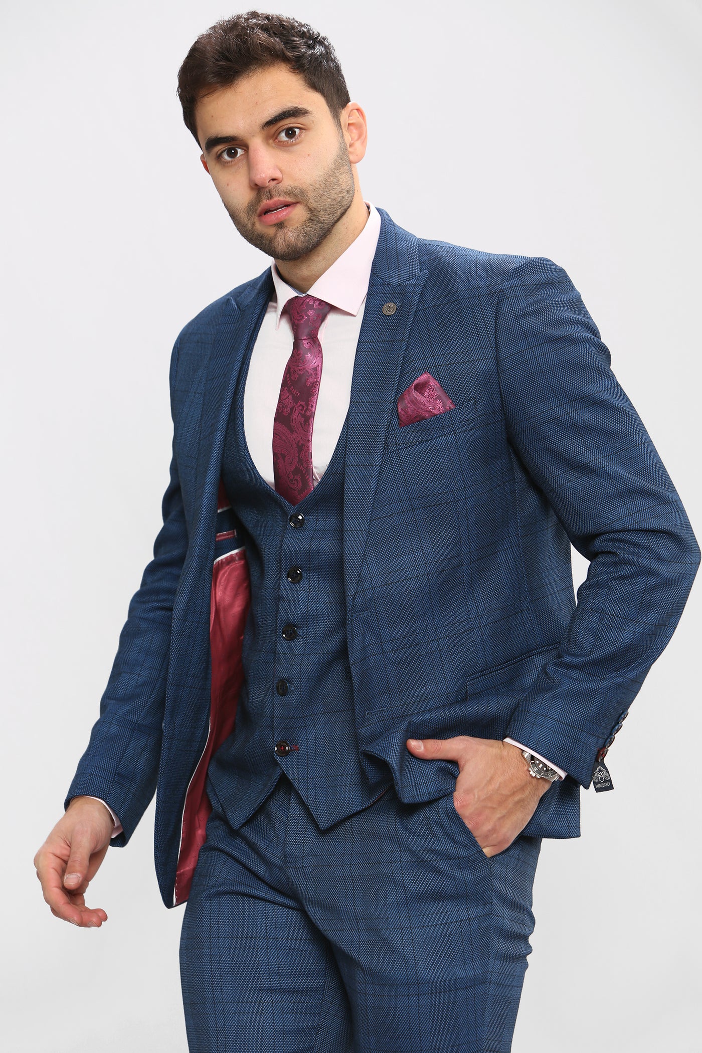 JERRY - Blue Check Three Piece Suit
